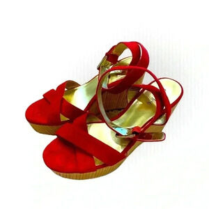 Charles by Charles David Tiki rattan red wedge sandals platform shoes-9